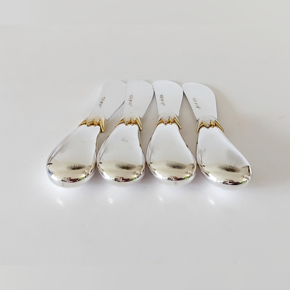 Set of 4 eggplant-shaped spreadable knives Silverplated - Picture 7 of 8
